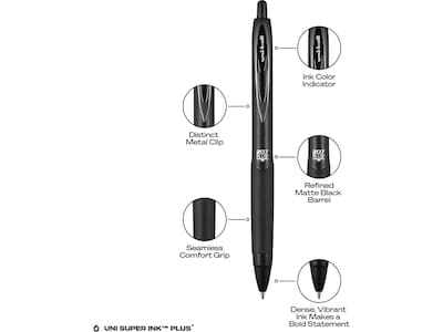 uni-ball 207 Plus+ Retractable Gel Pen, Medium Point, Black Ink, 4/Pack (70460)