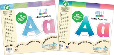 Barker Creek Tie-Dye and Ombré 4 Letter Pop-Out Set, 2 Designs, 510 Characters/Set (4347)