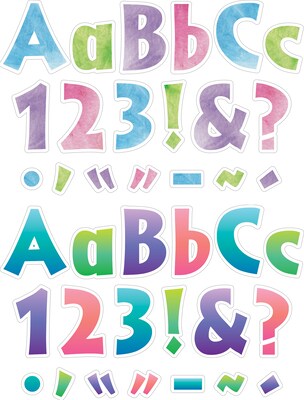 Barker Creek Tie 4" Dye & Ombré Letters and Numbers, Multicolored, 510/Pack (4347)