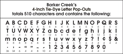 Barker Creek Tie-Dye 4" Letter Pop - Outs, 510 Characters/Set (4348)