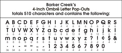 Barker Creek Ombré 4" Letter Pop - Outs, 510 Characters/Set (4349)