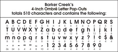Barker Creek Tie 4" Dye & Ombré Letters and Numbers, Multicolored, 510/Pack (4349)