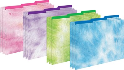 Barker Creek Tie-Dye and Ombré File Folders, 3-Tab, Letter Size, Assorted, 12/Pack (1346)