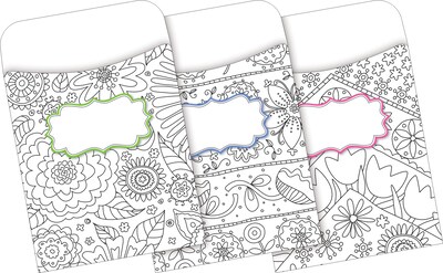 Barker Creek Color Me! Peel & Stick Library Pockets, Multi Design Set, 60/Set (4138)