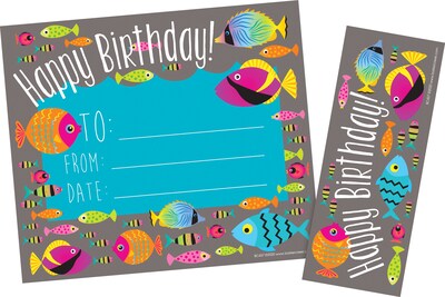 Barker Creek Kai Ola Happy Birthday Awards & Bookmarks Set, 8.5 x 5.5”, Multicolored, 60/Set (4156)