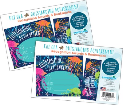 Barker Creek Kai Ola Outstanding Achievement Awards & Bookmarks Set, 8.5" x 5.5”, Multicolored, 60/Set (4158)