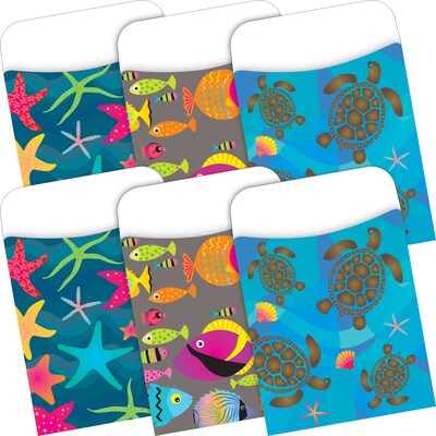 Barker Creek Kai Ola Peel & Stick Library Pockets, Multi Design Set, 60/Set (4321)