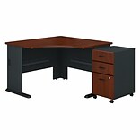 Bush Business Furniture Cubix 48W Corner Desk with Mobile File Cabinet, Hansen Cherry/Galaxy (SRA035