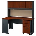 Bush Business Furniture Cubix Left Corner Desk with Hutch and Mobile File Cabinet, Hansen Cherry/Galaxy (SRA076HCSU)