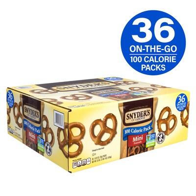 Snyders Mini Original Pretzels Twists, .92 oz., 36 Bags/Box (220-00487)