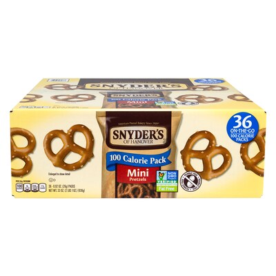 Snyders Mini Original Pretzels Twists, .92 oz., 36 Bags/Box (220-00487)