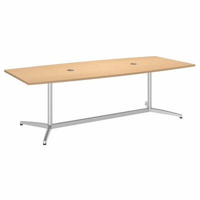 Bush Business Furniture 96L x 42W Boat Top Conference Table with Metal Base, Natural Maple