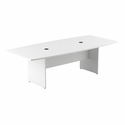 Bush Business Furniture 96W x 42D Boat Shaped Conference Table with Wood Base, White (99TB9642WHK)