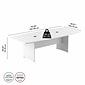 Bush Business Furniture 96W x 42D Boat Shaped Conference Table with Wood Base, White (99TB9642WHK)