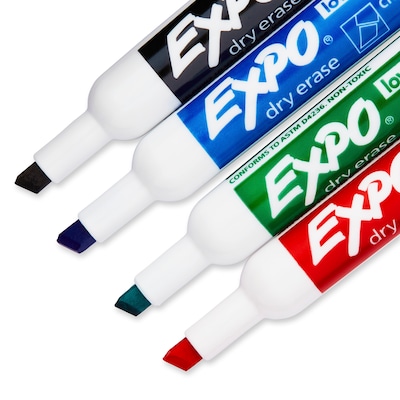 Expo Dry Erase Marker, Chisel Point, Assorted, 4/Pack (80074)