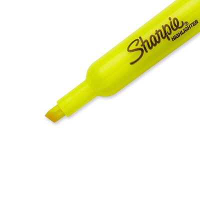 Sharpie Tank Highlighter, Chisel Tip, Fluorescent Yellow, 4/Pack (25164)