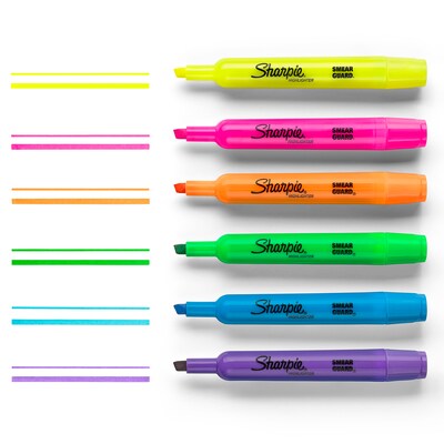 Sharpie Tank Highlighter, Chisel Tip, Fluorescent Yellow, 4/Pack (25164)