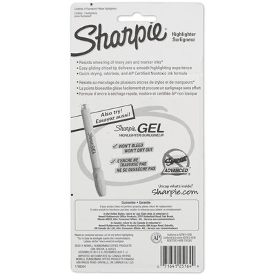 Sharpie Tank Highlighter, Chisel Tip, Fluorescent Yellow, 4/Pack (25164)