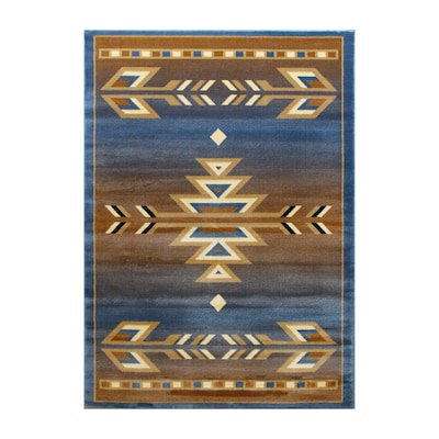 Flash Furniture Lodi Collection Olefin/Jute 108 x 72 Rectangular Machine Made Rug, Blue (OKRRG1113