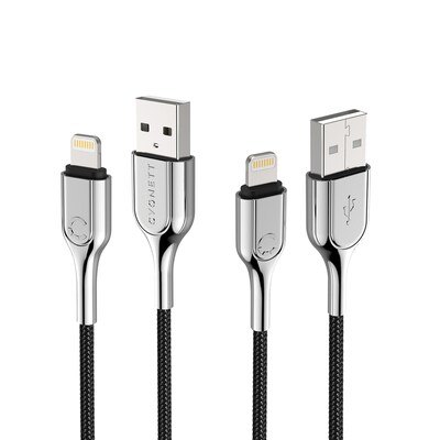 Cygnett Armored Lightning to USB Charge and Sync Cable, 6', Black (CY2670PCCAL)