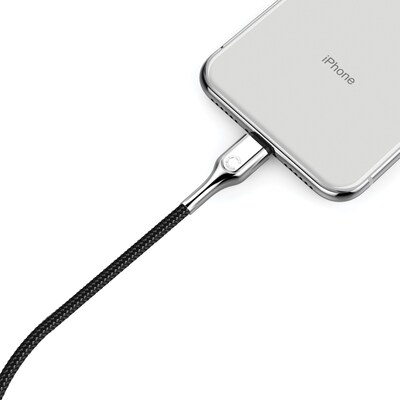 Cygnett Armored Lightning to USB Charge and Sync Cable, 9', Black (CY2671PCCAL)