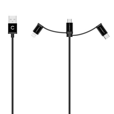Cygnett Universal 3-in-1 Braided USB Charging Cable, 3.3, Black (CY3571COCAB)