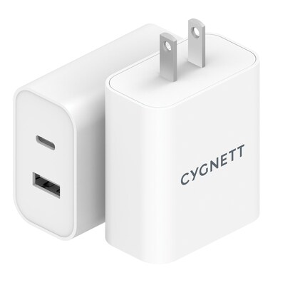 Cygnett PowerPlus 38-Watt Dual Port Wall Charger, White (CY3887POFLW)