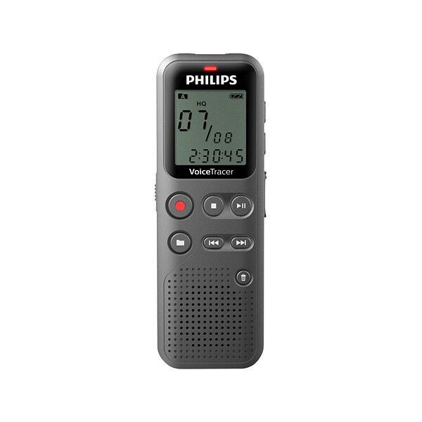 Philips VoiceTracer Digital Voice Recorder, 8GB, Black (DVT1120)