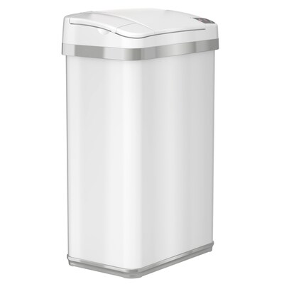iTouchless Automatic Touchless Sensor Trash Can with Odor Filter and Fragrance – 4 Gallon - White