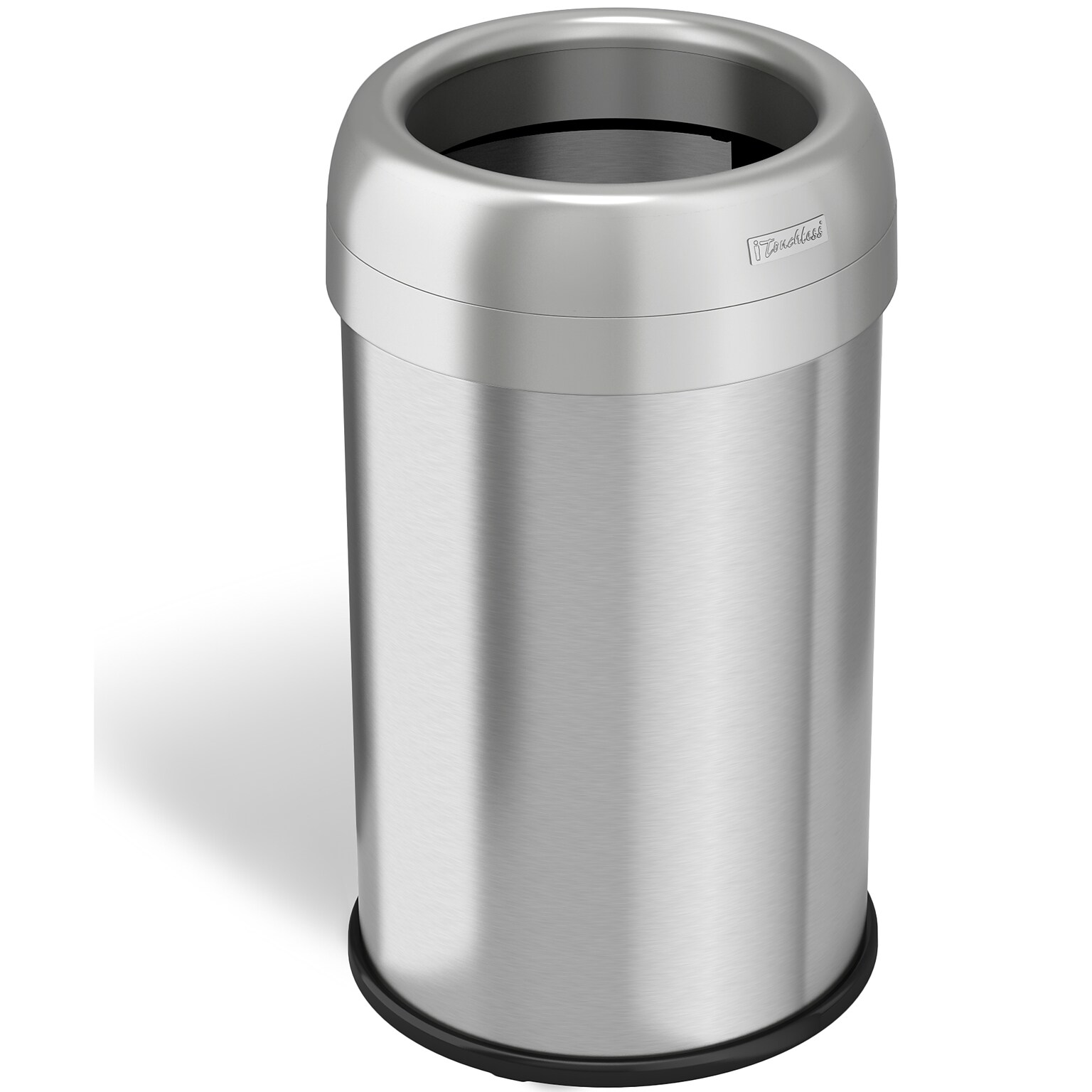 iTouchless Stainless Steel 13 Gallon Dual-Deodorizer Round Open Top Trash Can