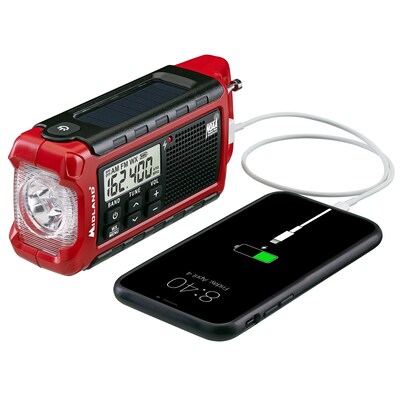 Midland E+READY ER210 Weather Alert Radio, Red