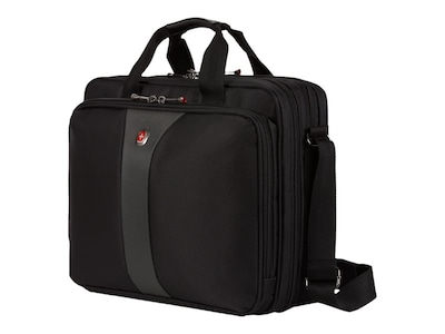 SWISSGEAR Legacy 16 Polyester Laptop Bag, TSA Checkpoint Friendly, Black/Gray (Y67921)