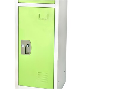 AdirOffice 72" Triple-Compartment Steel Tier Key Lock Green Storage Locker, 4/Pack (629-203-GRN-4PK)