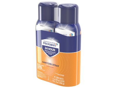 Microban 24 Disinfecting Sanitizing Spray, Citrus Scent, 12.5 Oz., 2/Pack (50195)