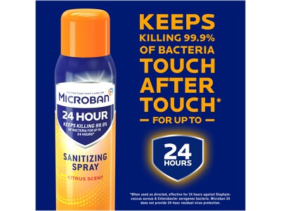 Microban 24 Disinfecting Sanitizing Spray, Citrus Scent, 12.5 Oz., 2/Pack (50195)