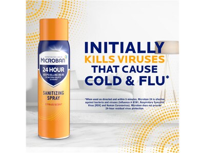Microban 24 Disinfecting Sanitizing Spray, Citrus Scent, 12.5 Oz., 2/Pack (50195)
