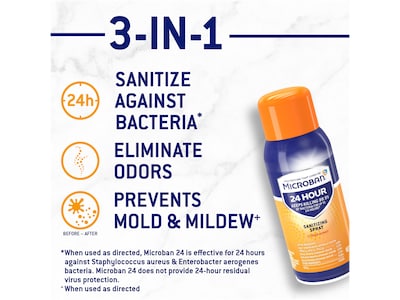 Microban 24 Disinfecting Sanitizing Spray, Citrus Scent, 2.8 Oz. (28078)
