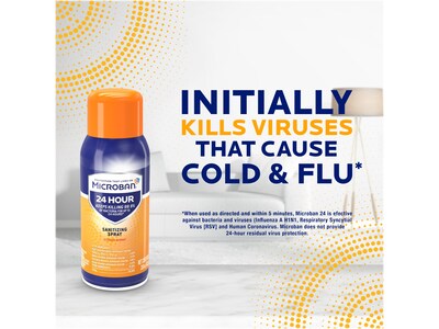 Microban 24 Disinfecting Sanitizing Spray, Citrus Scent, 2.8 Oz., 4/Pack (02911)