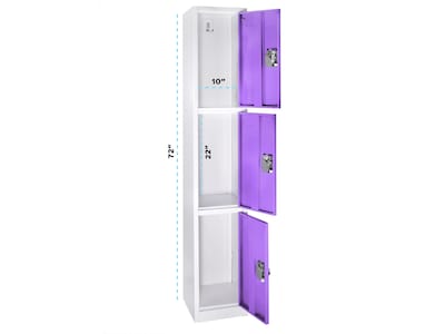 AdirOffice 72" 3-Tier Purple Storage Locker, 4/Pack (629-203-PUR-4PK)