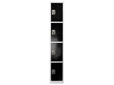 AdirOffice 72" 4-Compartment Steel Tier Key Lock Black Storage Locker, 4/Pack (629-204-BLK-4PK)
