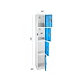 AdirOffice 72 4-Tier Key Lock Blue Steel Storage Locker, 4/Pack (629-204-BLU-4PK)