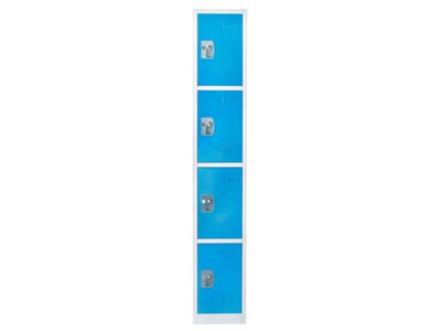 AdirOffice 72'' 4-Tier Key Lock Blue Steel Storage Locker, 4/Pack (629-204-BLU-4PK)