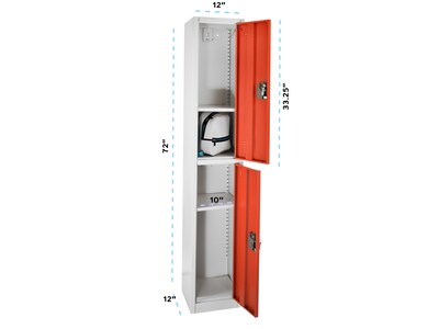 AdirOffice 72" Double-Compartment Steel Tier Key Lock Red Storage Locker, 4/Pack (629-202-RED-4PK)