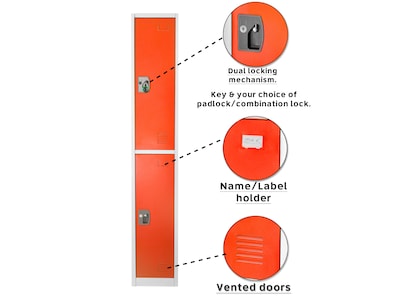 AdirOffice 72'' 2-Tier Key Lock Red Steel Storage Locker, 4/Pack (629-202-RED-4PK)
