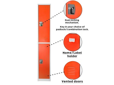 AdirOffice 72" Double-Compartment Steel Tier Key Lock Red Storage Locker, 4/Pack (629-202-RED-4PK)
