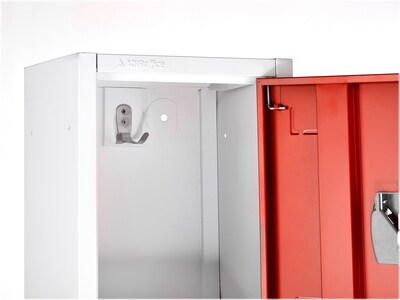 AdirOffice 72" Double-Compartment Steel Tier Key Lock Red Storage Locker, 4/Pack (629-202-RED-4PK)