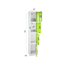 AdirOffice 72 4-Tier Key Lock Green Steel Storage Locker, 4/Pack (629-204-GRN-4PK)