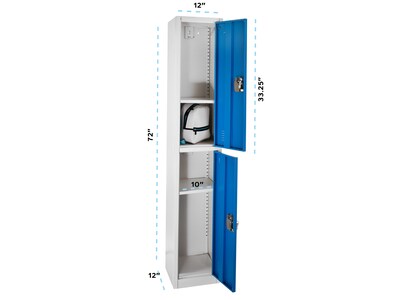 AdirOffice 72" Double-Compartment Steel Tier Key Lock Blue Storage Locker, 4/Pack (629-202-BLU-4PK)