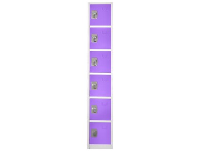 AdirOffice 72 6-Tier Key Lock Purple Steel Storage Locker, 4/Pack (629-206-PUR-4PK)