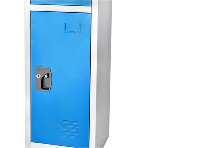 AdirOffice 72" Triple-Compartment Steel Tier Key Lock Blue Storage Locker, 4/Pack (629-203-BLU-4PK)